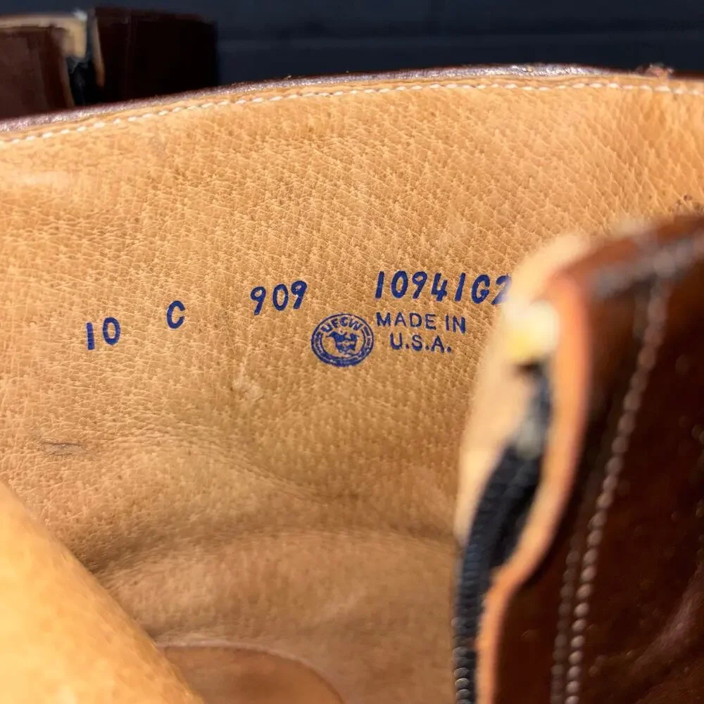 Vintage O’Sullivan Brown Leather Side Zip Ankle Boots Men’s 10 C Made in USA